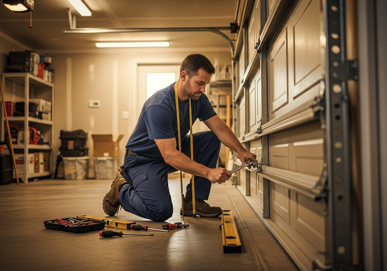 Garage door track repair and alignment Lincoln NE
